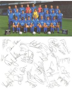 Chelsea card with a colour team photograph and facsimile signatures