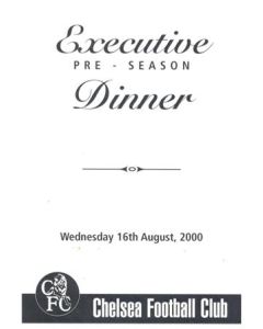 Chelsea Pre Season Executive Dinner menu 16/08/2000