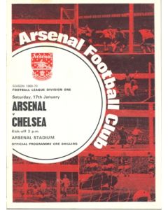 Arsenal v Chelsea official programme 17/01/1970