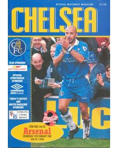 1998 League Cup Semi-Final 2nd Leg Chelsea v Arsenal official programme 18/02/1998