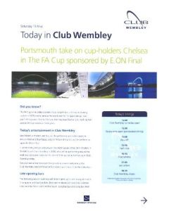 2010 F.A. Cup Final Chelsea v Portsmouth 15/05/2010 Club Wembley Official Welcome Letter for VIPs