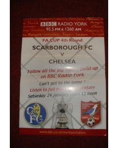Scarborough v Chelsea 24/01/2004 poster FA Cup 29.5 x 42 cm BBC production