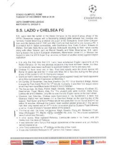 Lazio v Chelsea press pack 07/12/1999