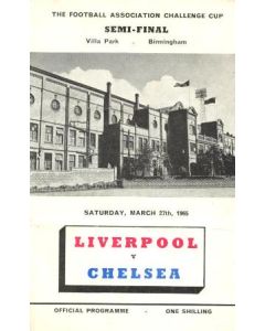 1965 FA Cup Semi-Final Programme Liverpool v Chelsea official programme 27/03/1965