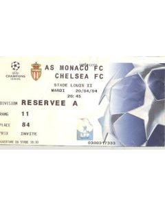 Monaco v Chelsea ticket 20/04/2004 Champions League