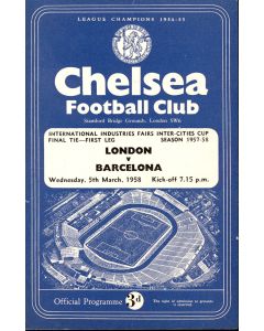1958 UEFA Cup Final Programme London v Barcelona at Stamford Bridge