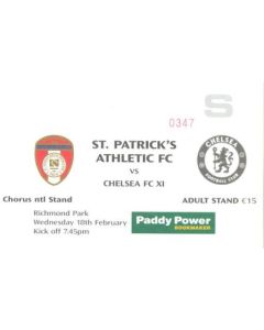 St. Patrick's Athletic v Chelsea match ticket 18/02/2009