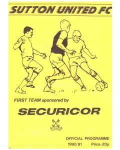 Suttton United v Chelsea Football Programme played on the 7th August 1990.