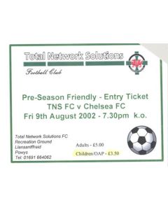Total Network Solutions v Chelsea ticket 09/08/2002 Pre-Season Friendly, in very good condition