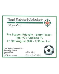 Total Network Solutions v Chelsea ticket 09/08/2002 Pre-Season Friendly, in mint condition