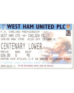 West Ham United v Chelsea ticket 08/11/1998