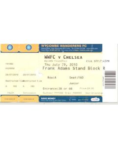 Wycombe Wanderars v Chelsea ticket 29/07/2010